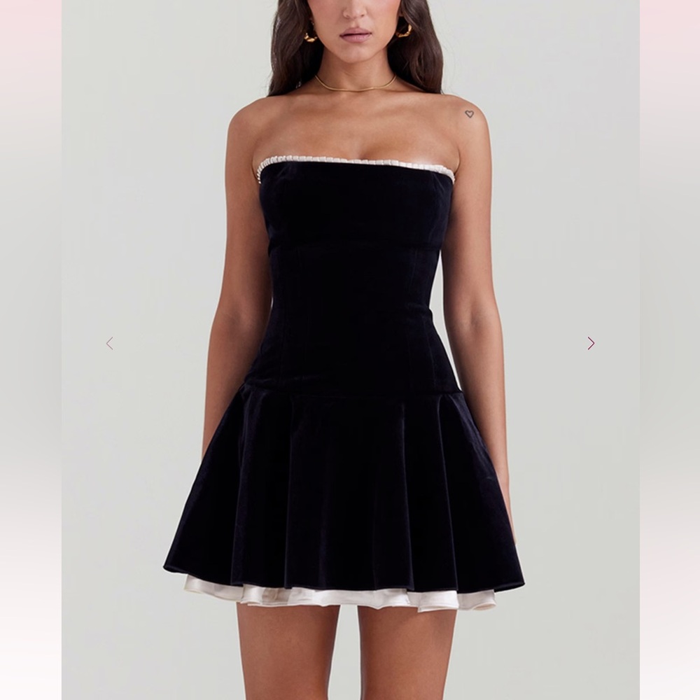 House of CB MARILLA Black Velvet Strapless Dress